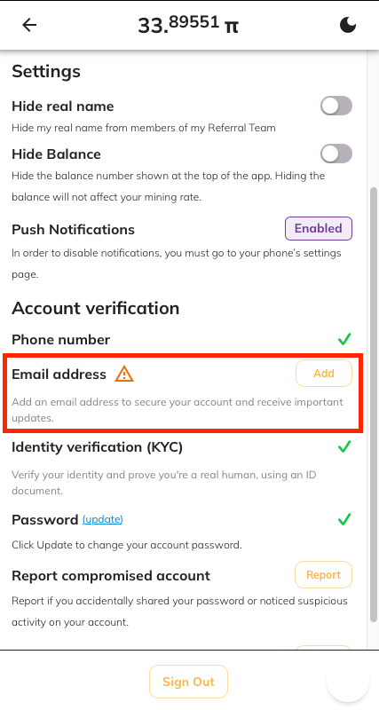 Email button